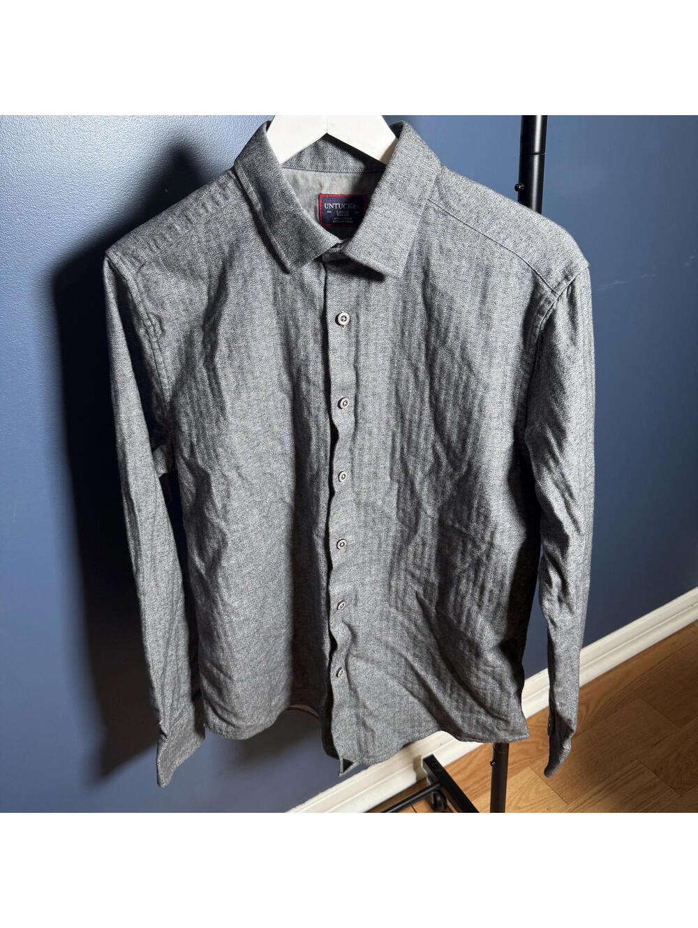 UNTUCKit Heavyweight Cotton Herringbone Shirt Large Slim Fit